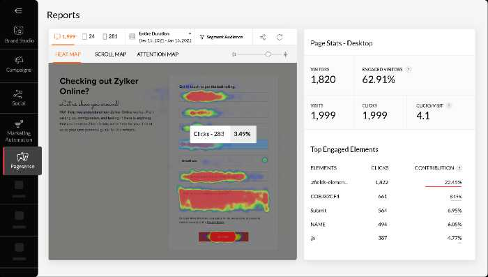Zoho Marketing Plus Makes Marketing Easy 7 Zoho Pagesense heatmap