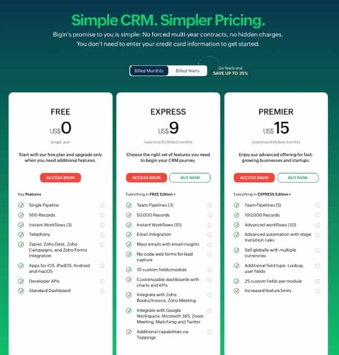 Bigin Provides a Done-For-You Customer Operations System 10 bigin pricing free forever