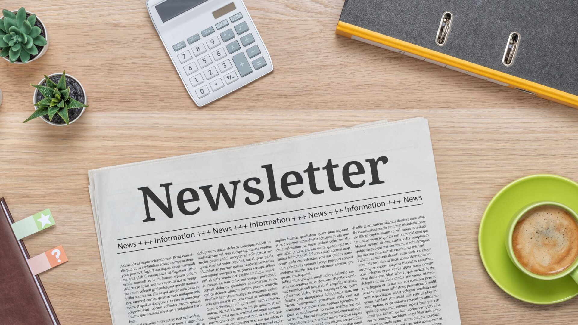 newsletter on desk