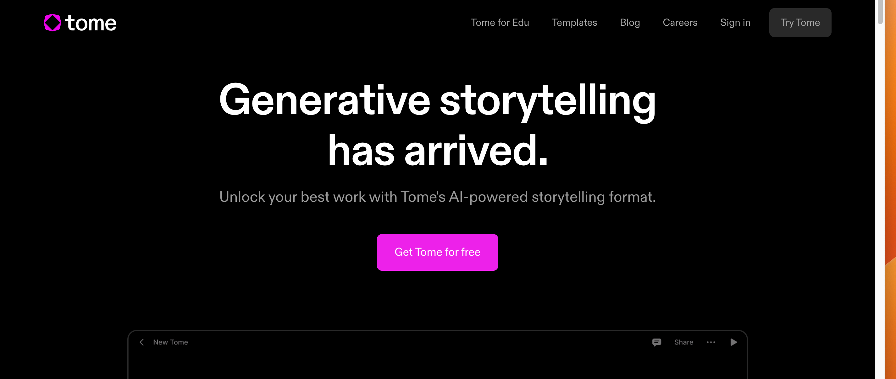 8 AI Presentation Makers Rated By a Lazy Marketer 4 Tome - AI presentation maker: very nice, but I wouldn't call it storytelling exactly