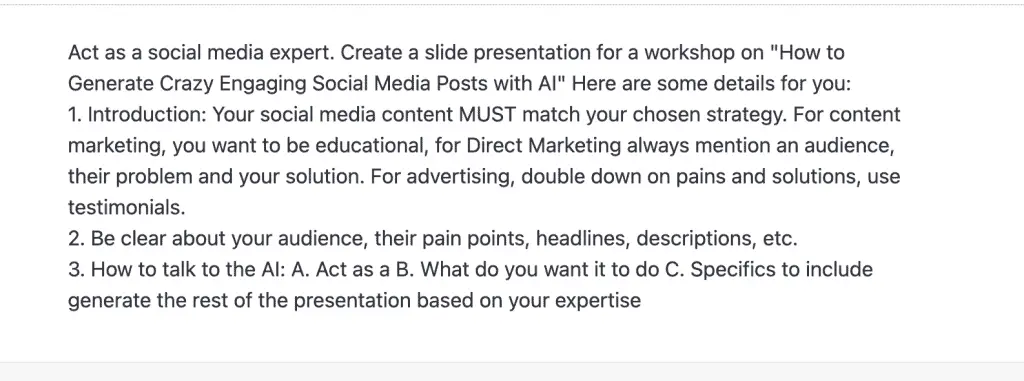 From Idea to Output: Prompt Engineering is the Next Big Marketing Skill 1 prompt engineering example from ChatGPT
